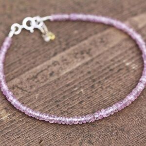 Natural Pink Sapphire Bracelet Handmade in Solid 14K White Gold , 5th 45th  Anni